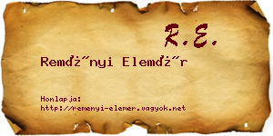 Reményi Elemér névjegykártya